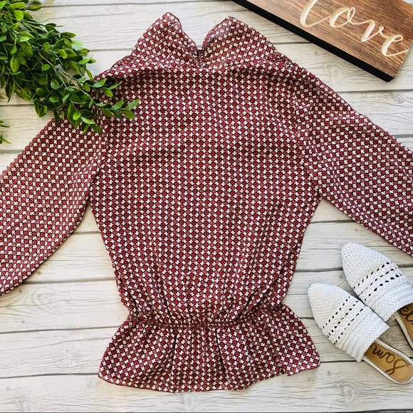 Studio M Lined Front Tie Peasant Blouse NWT - Picture 3 of 7